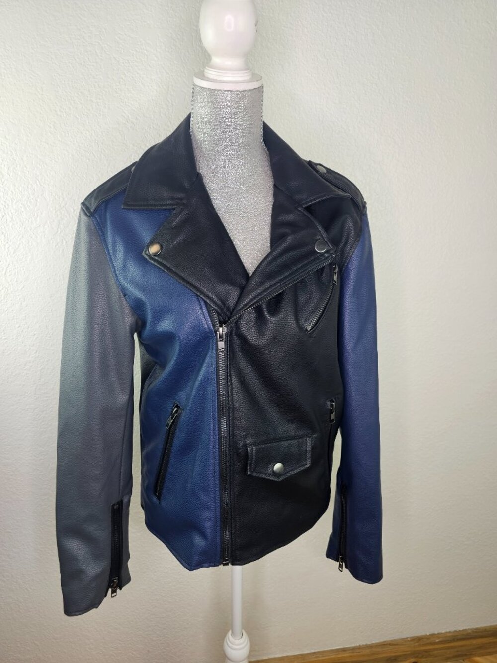 Forever 21 Color Block Moto Jacket Asymmetrical Size Small
